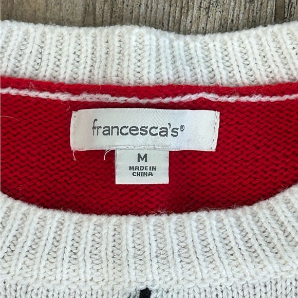 Francesca’s size Medium Ladies Christmas Holiday Sweater Dress Red and White - Picture 7 of 8